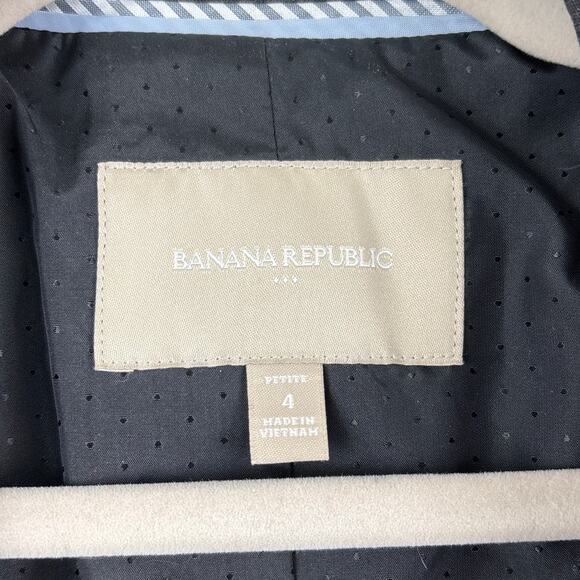 Banana Republic Women’s Petite 4 Gray Wool Blend Long Sleeve Blazer Jacket - Picture 3 of 4